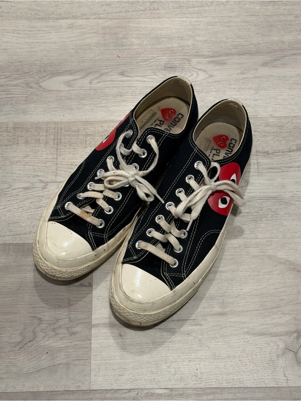 Comme des Garcons PLAY Black Canvas Sneaker with Red Heart
